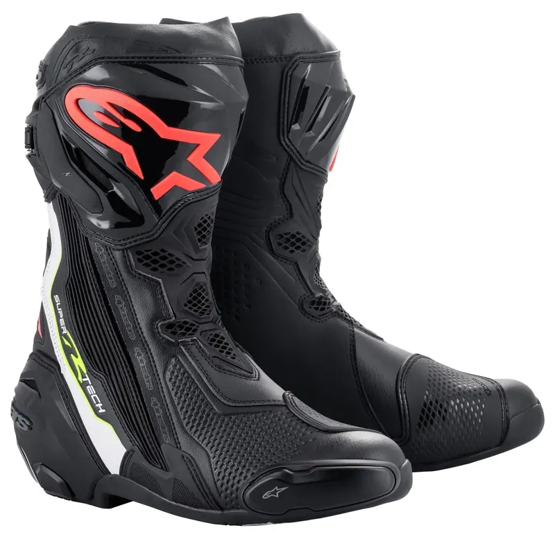 Boty na motorku Alpinestars Supertech R černo-bílo-fluo červeno-fluo žluté Aktuální