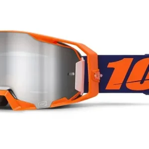 Motokrosové brýle 100% ARmatic Neon Orange se stříbrným zrcadlovým plexi Cenový Hit
