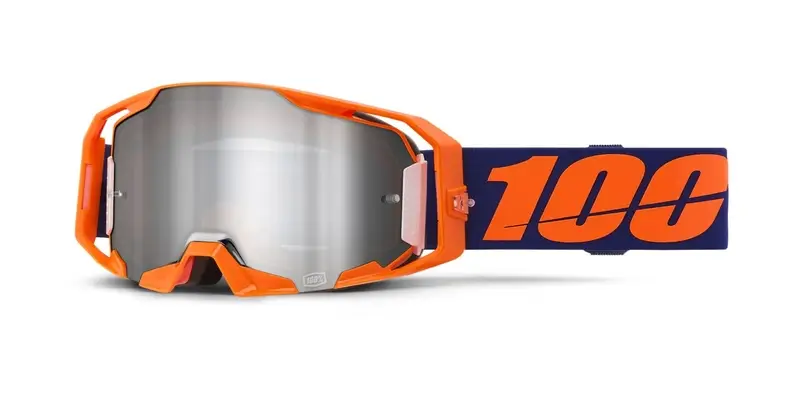Motokrosové brýle 100% ARmatic Neon Orange se stříbrným zrcadlovým plexi Cenový Hit