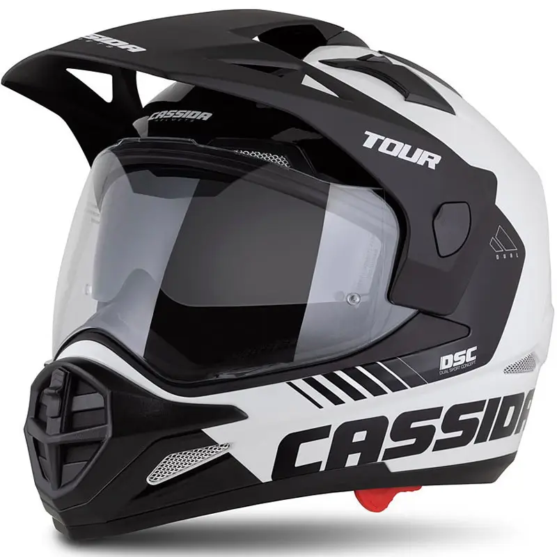 Enduro přilba Cassida Tour 2.0 Dual bílo-černá s černým matným kšiltem Značkový