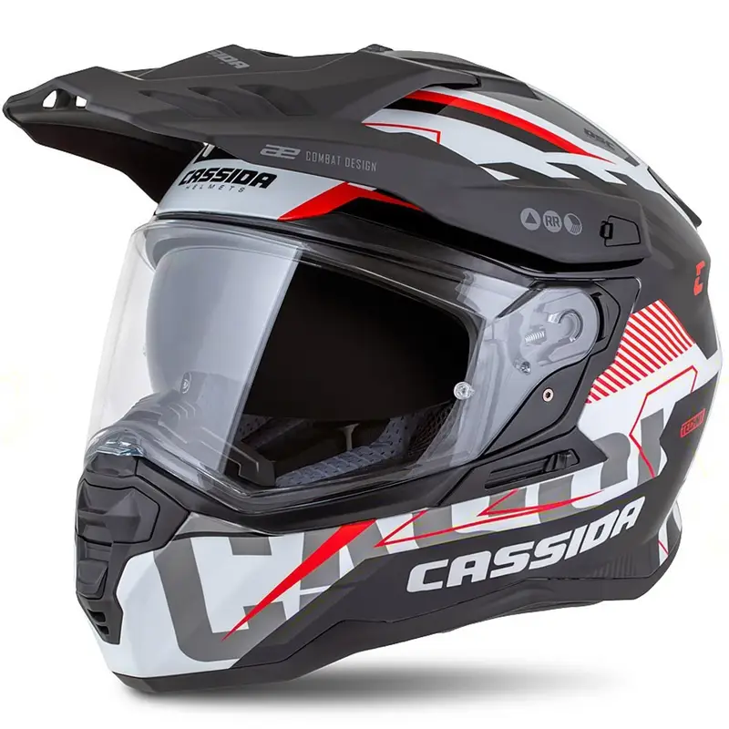 Enduro helma Cassida Road Runner TechniX bílo-černo-červeno-šedá Přímo Od Výrobce