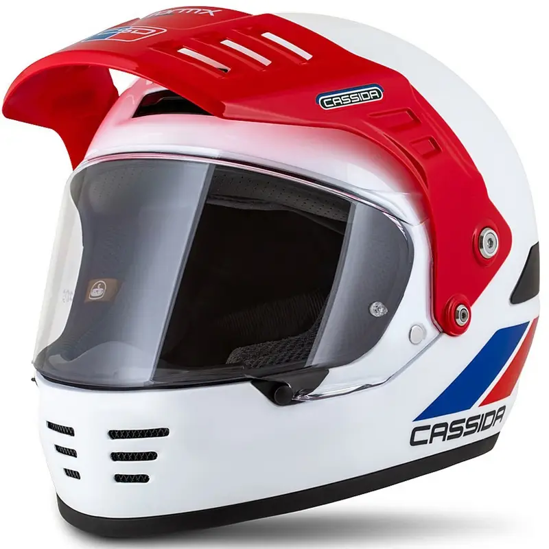 Enduro helma Cassida FormX FlatOut bílo-modro-červená Víkendová Akce