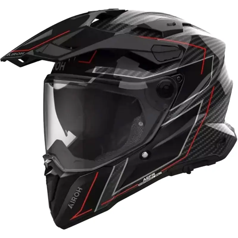 Top Prodej Enduro helma na motorku Airoh Commander 2 Carbon Stylish černo-červená