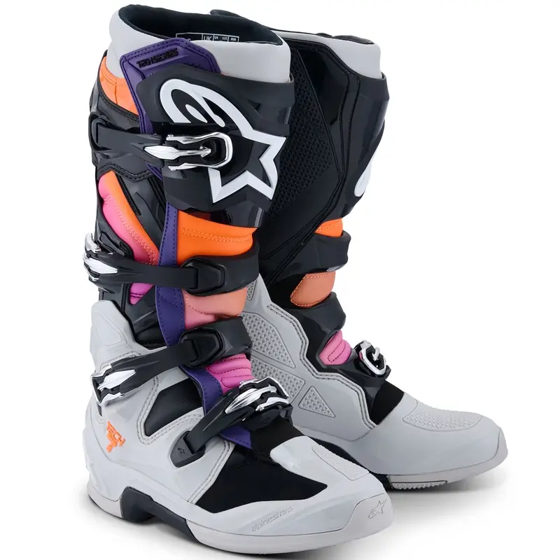 Boty na motorku Alpinestars Tech 7 černo-světle šedo-fluo oranžovo-gradient Ověřený