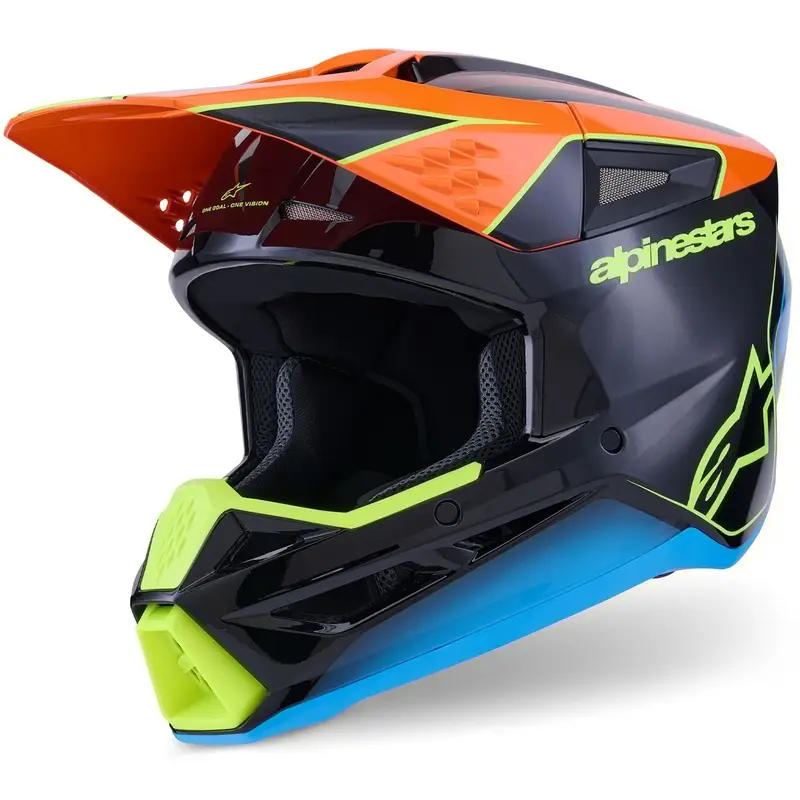 Motokrosová přilba Alpinestars S-M3 Fray černo-fluo oranžovo-fluo žluto-tyrkysová Zlevněný