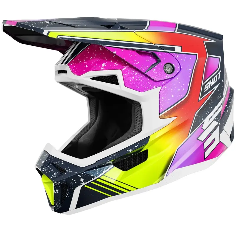 Novinka Motokrosová helma Shot Lite Racing perleťová modro-fluo žlutá