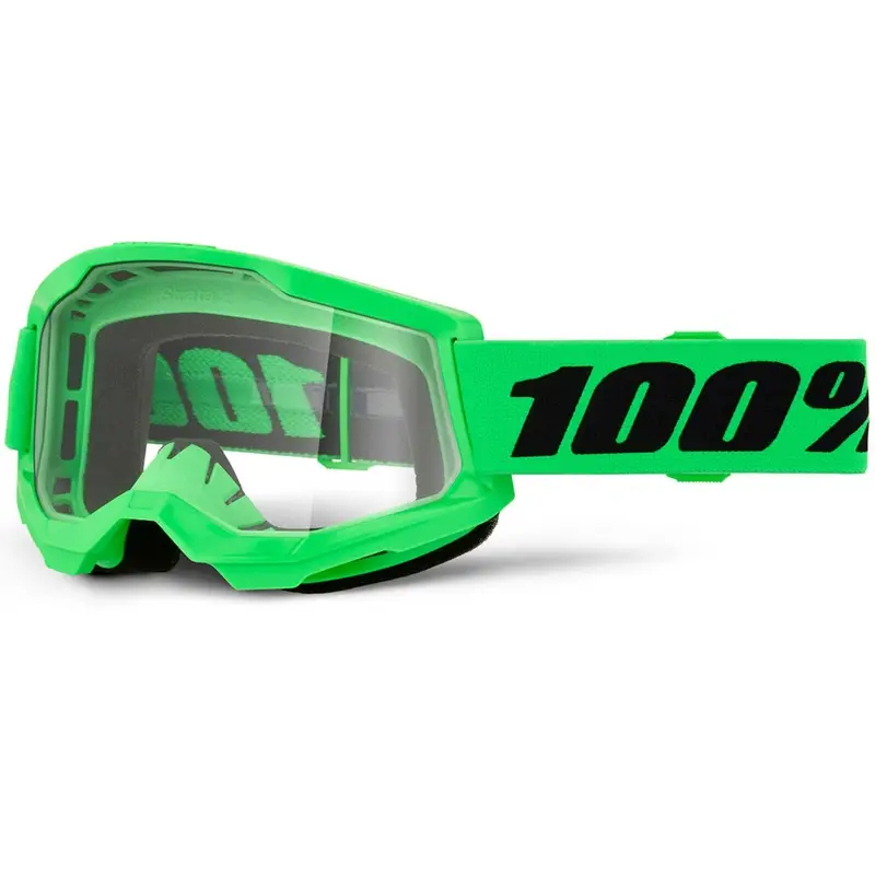 Motokrosové brýle 100% STRATA 2 NEW fluo zelené s čirým plexi Značkový