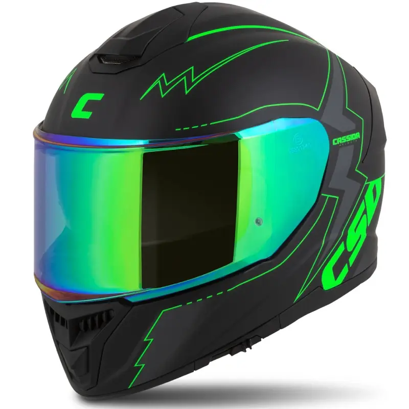Integrální přilba na motorku Cassida Integral GT 2.1 Flash černo-fluo zeleno-šedá Autentický