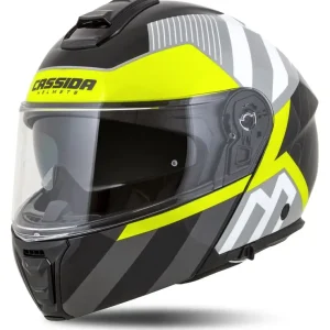 Omezená Nabídka Výklopná helma na motorku Cassida Modulo 2.1 Profile bílo-černo-fluo žluto-šedá