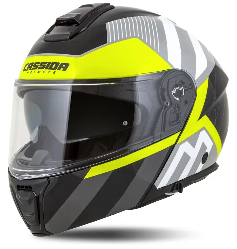 Omezená Nabídka Výklopná helma na motorku Cassida Modulo 2.1 Profile bílo-černo-fluo žluto-šedá