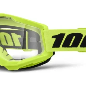 Dětské brýle na motorku 100% STRATA 2 neon žluté čiré plexi Výprodej
