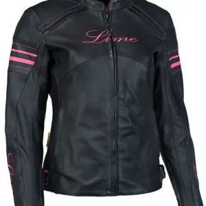 MBW Dámská kožená moto bunda PINKY černá růžová Levný