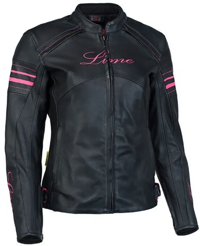 MBW Dámská kožená moto bunda PINKY černá růžová Levný
