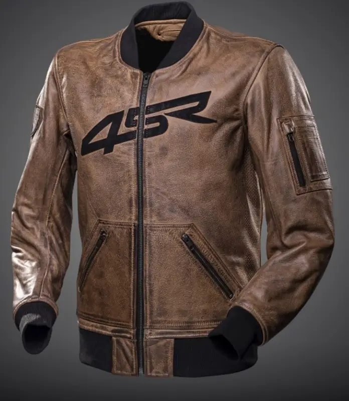 4SR Pánská kožená moto bunda BOMBER hnědá Výhodná Nabídka
