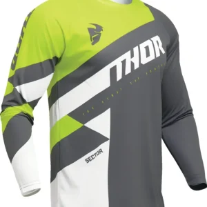 Levný THOR dětský dres SECTOR CHECKER tm.šedá/žlutá