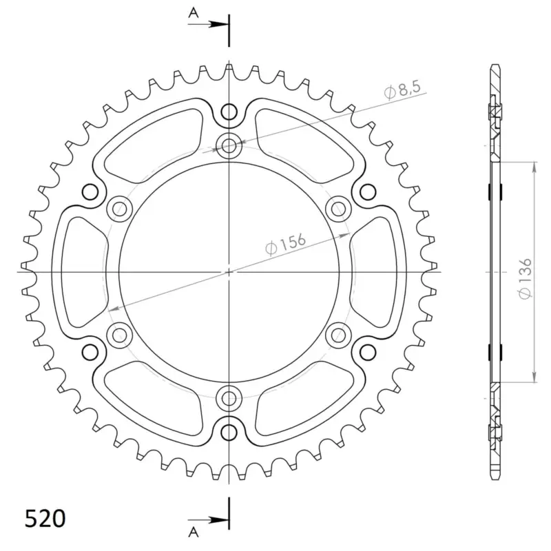 Rozeta SUPERSPROX STEALTH RST-1512:49-GLD zlatá 49 zubů, 520 Top Prodej