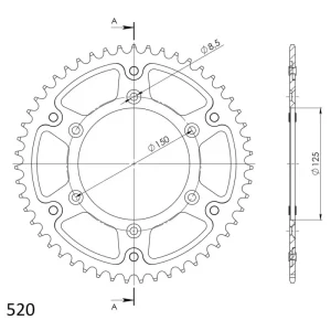 Rozeta SUPERSPROX STEALTH RST-990:51-SLV stříbrná 51 zubů, 520 Výprodej