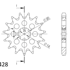 Řetězové kolečko SUPERSPROX CST-416:16 16 zubů, 428 Cenová Bomba