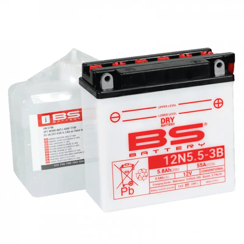 Značkový Konvenční motocyklová baterie BS-BATTERY 12N5.5-3B Včetně balení kyseliny