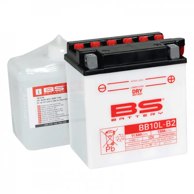 Přímo Od Výrobce Konvenční motocyklová baterie BS-BATTERY BB10L-B2 (YB10L-B2) Včetně balení kyseliny