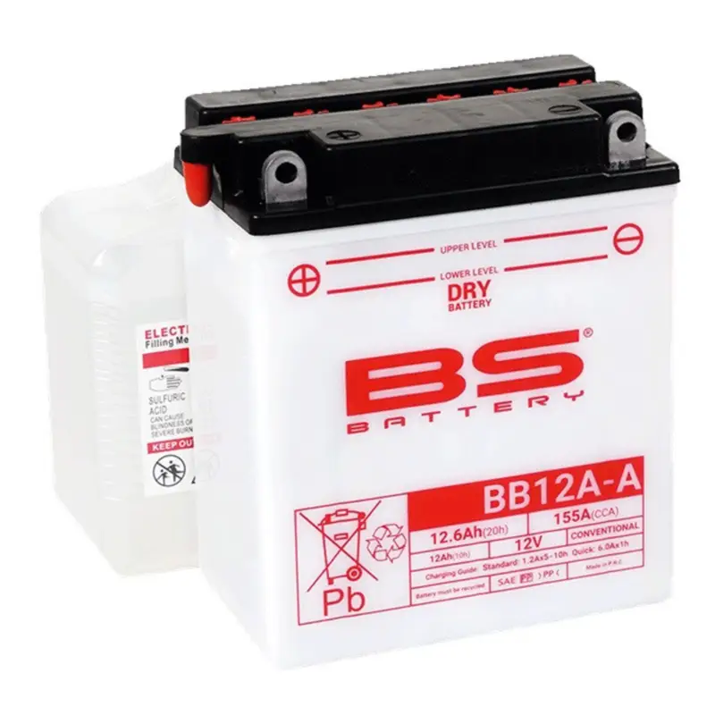 Konvenční motocyklová baterie BS-BATTERY BB12A-A (YB12A-A) Včetně balení kyseliny Akční Nabídka