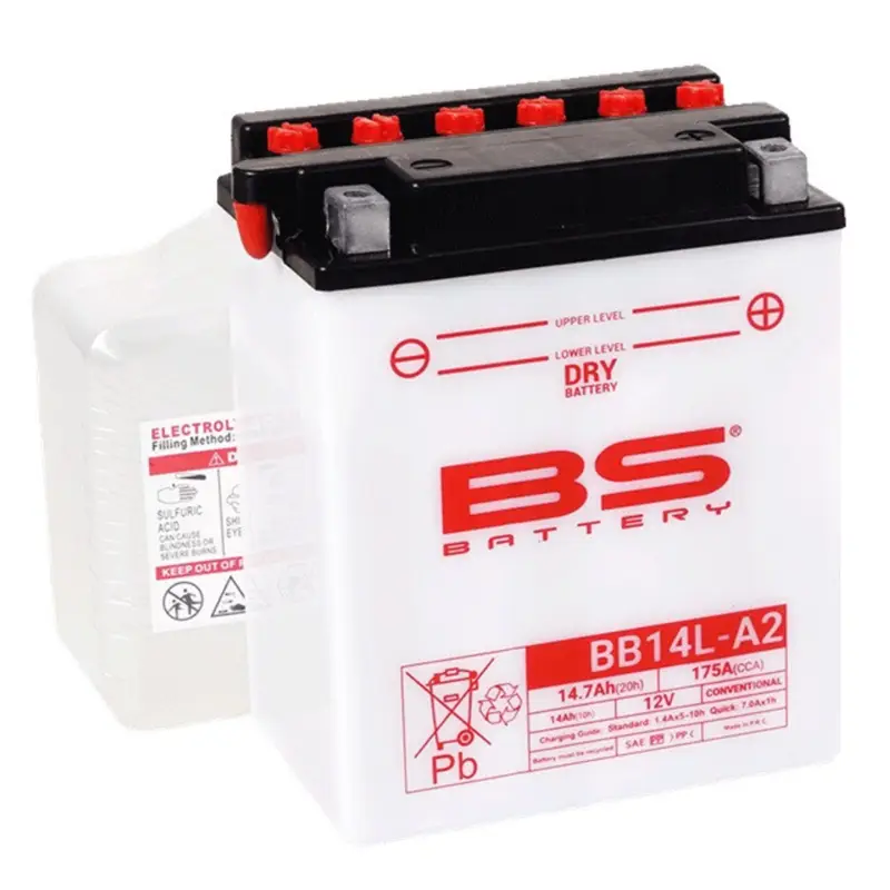 Konvenční motocyklová baterie BS-BATTERY BB14L-A2 (YB14L-A2) Včetně balení kyseliny Levný