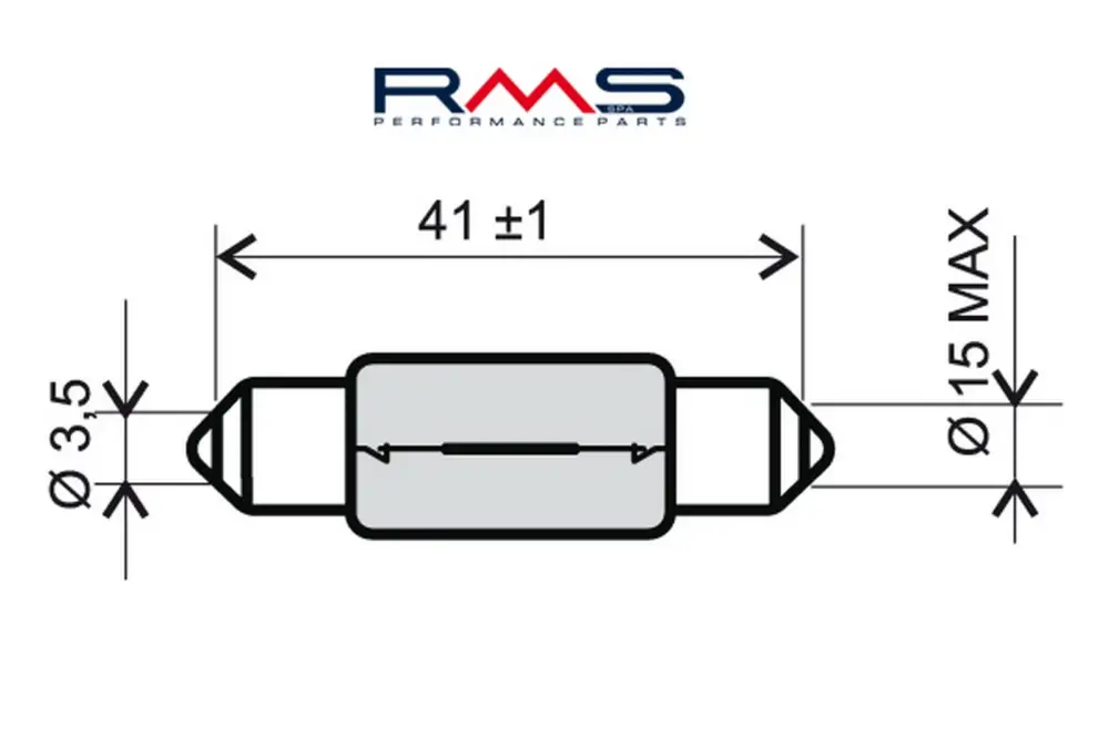 Žárovka RMS 246510145 12V 15W, T15X44 S8.5 bílá Omezená Nabídka
