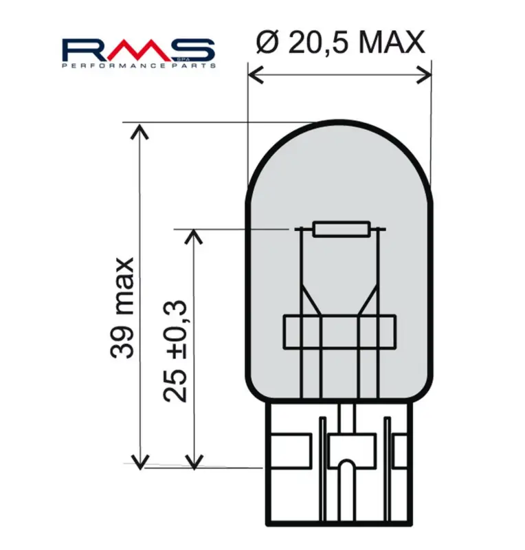 Žárovka RMS 246510385 12V 21W, T20 bílá Top Prodej