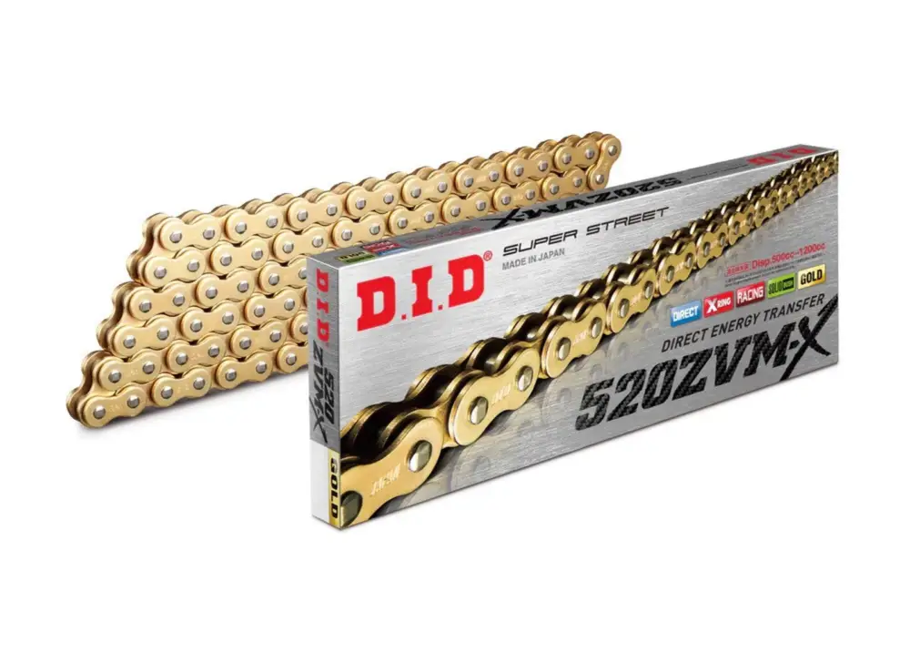 Top Prodej ZVM-X série X-Kroužkový řetěz D.I.D Chain 520ZVM-X 1920 článků Zlatá/Zlatá