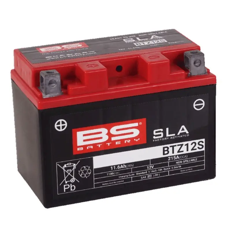 Továrně aktivovaná motocyklová baterie BS-BATTERY BTZ12S (YTZ12S) SLA Nová Kolekce