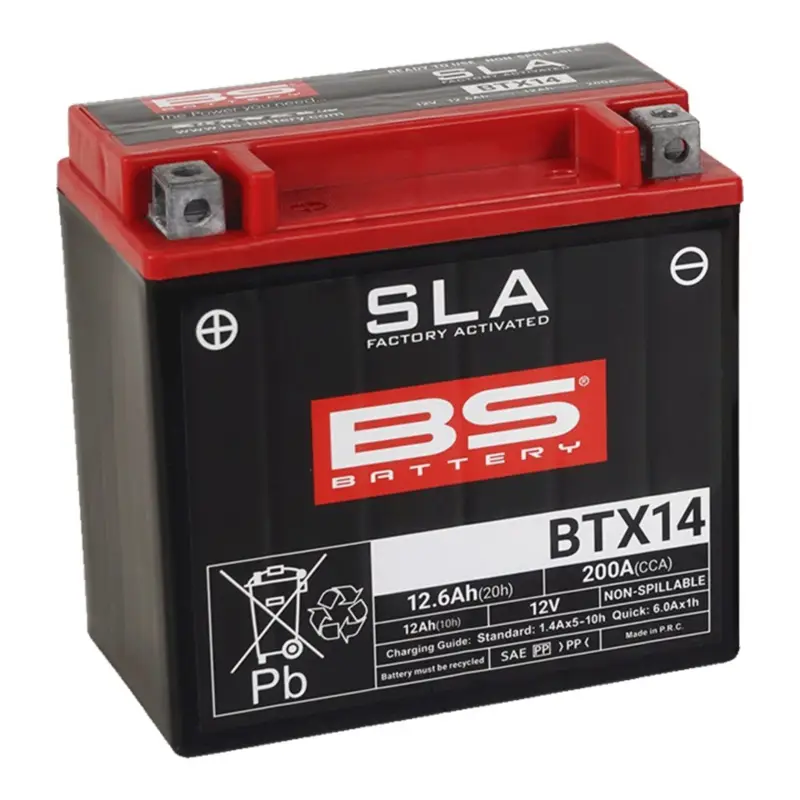 Továrně aktivovaná motocyklová baterie BS-BATTERY BTX14 (FA) (YTX14 (FA)) SLA Vrácení Zdarma