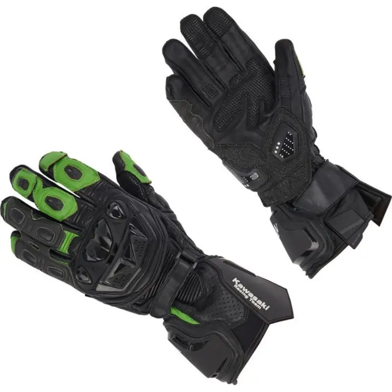 Rukavice KAWASAKI kožené sportovní KRT černo/zelené Značkový
