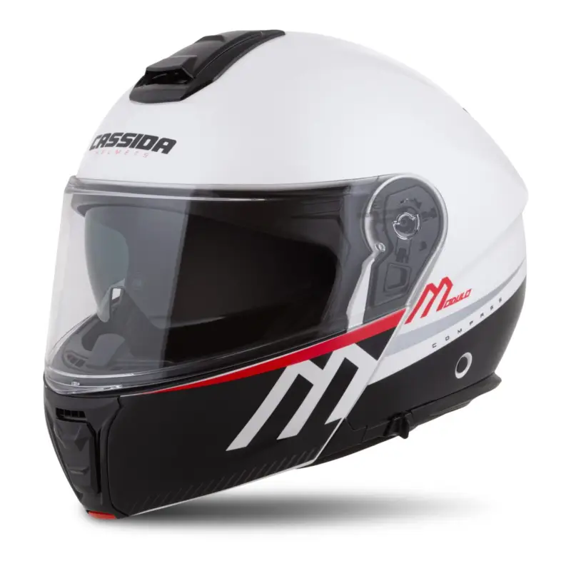 Přilba CASSIDA Modulo 2.1 Compass (bílá perleť/černá/červená/stříbrná, plexi s přípravou pro Pinlock) Ověřený