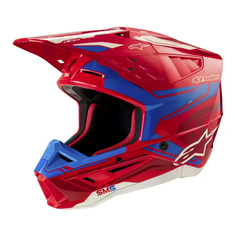 Přilba ALPINESTARS S-M5 ACTION 2 (červená fluo/modrá) 2024 Jen Po Omezenou Doba