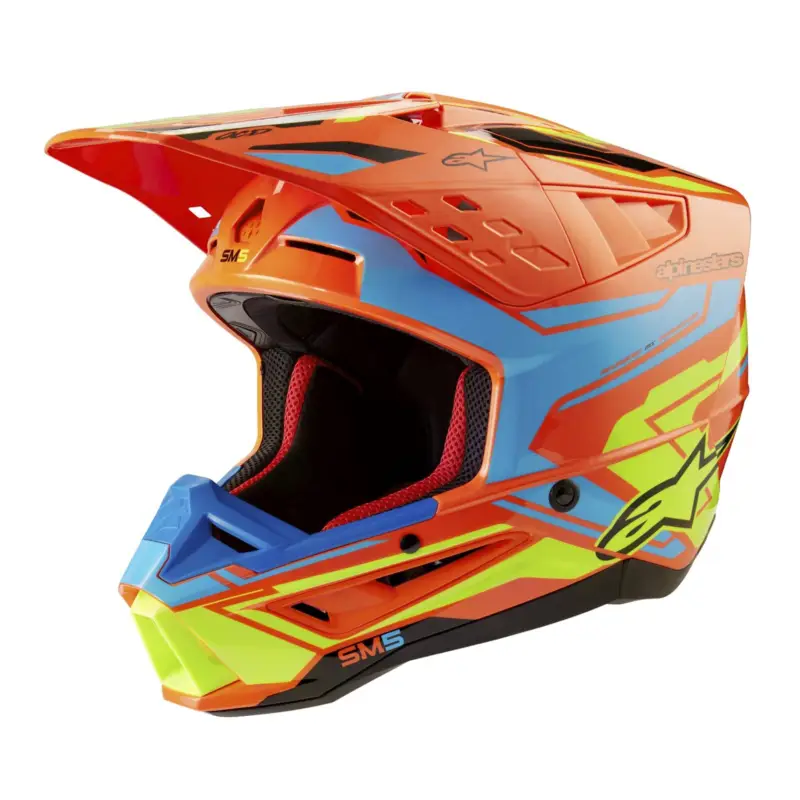 Pouze Dnes Přilba ALPINESTARS S-M5 ACTION 2 (oranžová fluo/světle modrá/žlutá fluo) 2024