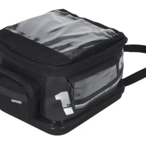 Akce tankbag na motocykl F1 QR, OXFORD (černý, s rychloupínacím systémem na víčka nádrže, objem 18 l)
