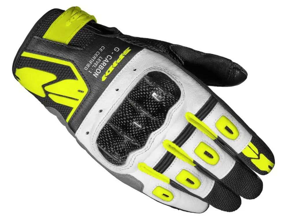 Akce rukavice G-CARBON LADY, SPIDI, dámské (černá/bílá/žlutá fluo)