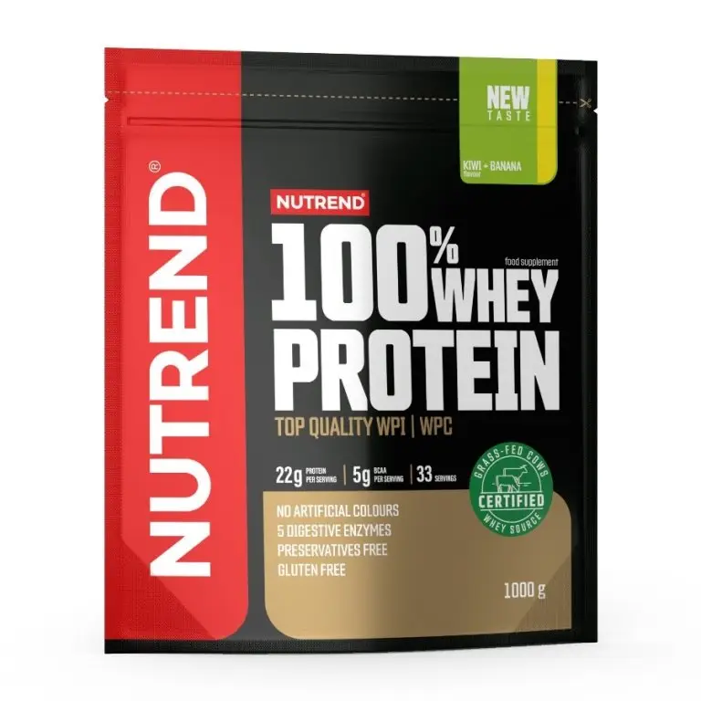 nápoj Nutrend 100% WHEY PROTEIN 1000g banán+jahoda Aktuální