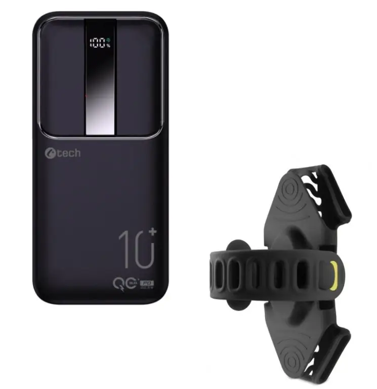 Cenově Výhodný set powerbanka C-tech 10000mAh + držák na mobil a powerbanku BONE Bike Tie Pro-P