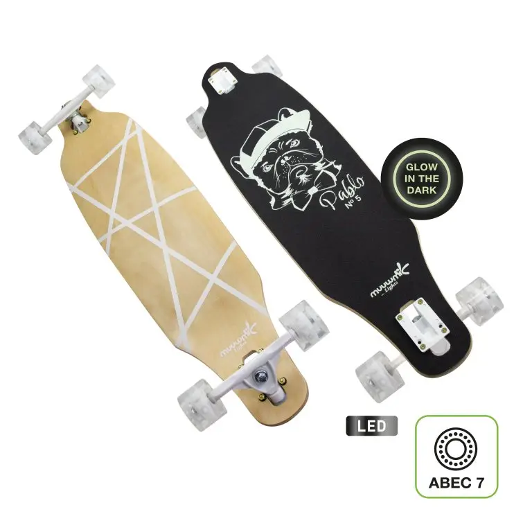 Tovární Cena longboard muuwmi GLOW ABEC 7 PABLO svítící kolečka, světelný efekt