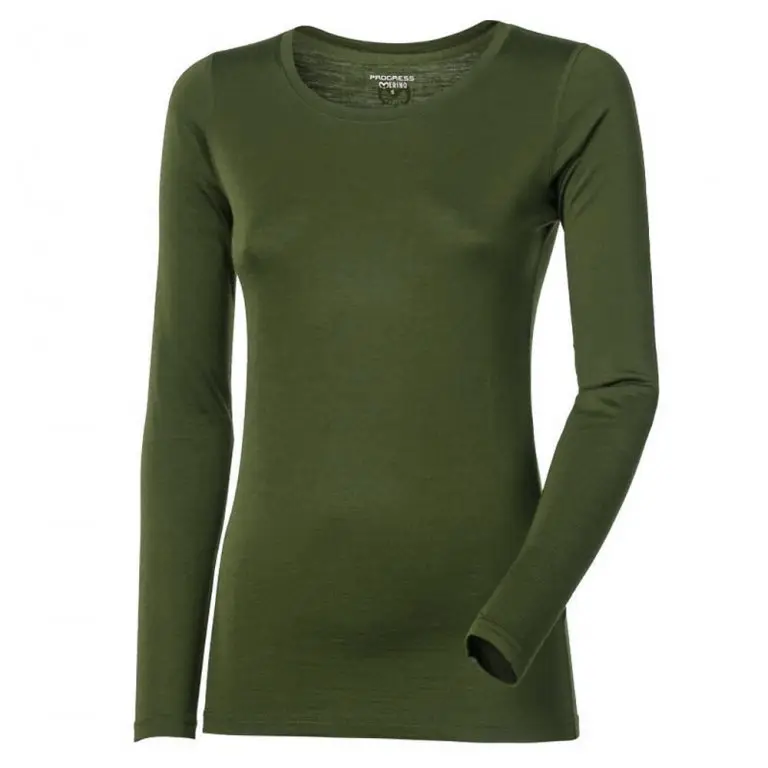 Cenový Hit triko dlouhé dámské Progress ORIGINAL merino khaki melír