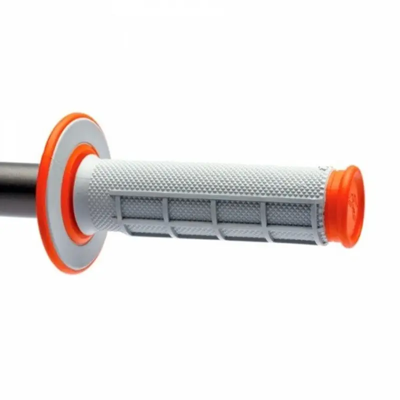 Oblíbený RENTHAL gripy MX DUAL COMPOUND 1/2 WAFFLE, dvousložkový, barva šedá/oranžová