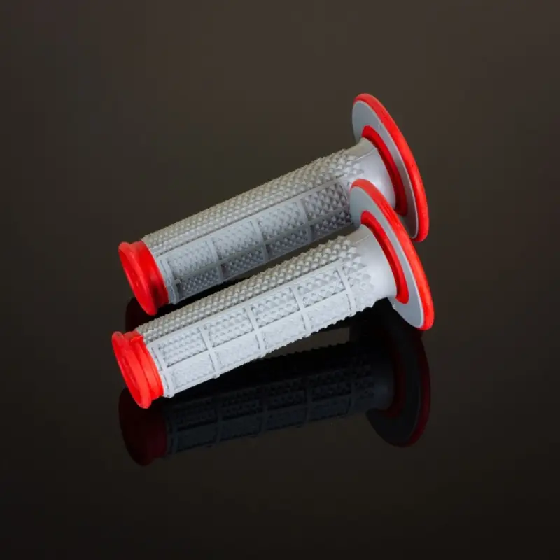 Koupit Online RENTHAL gripy MX DUAL COMPOUND TAPERED HALF WAFFLE, dvousložkový, barva šedá/červená