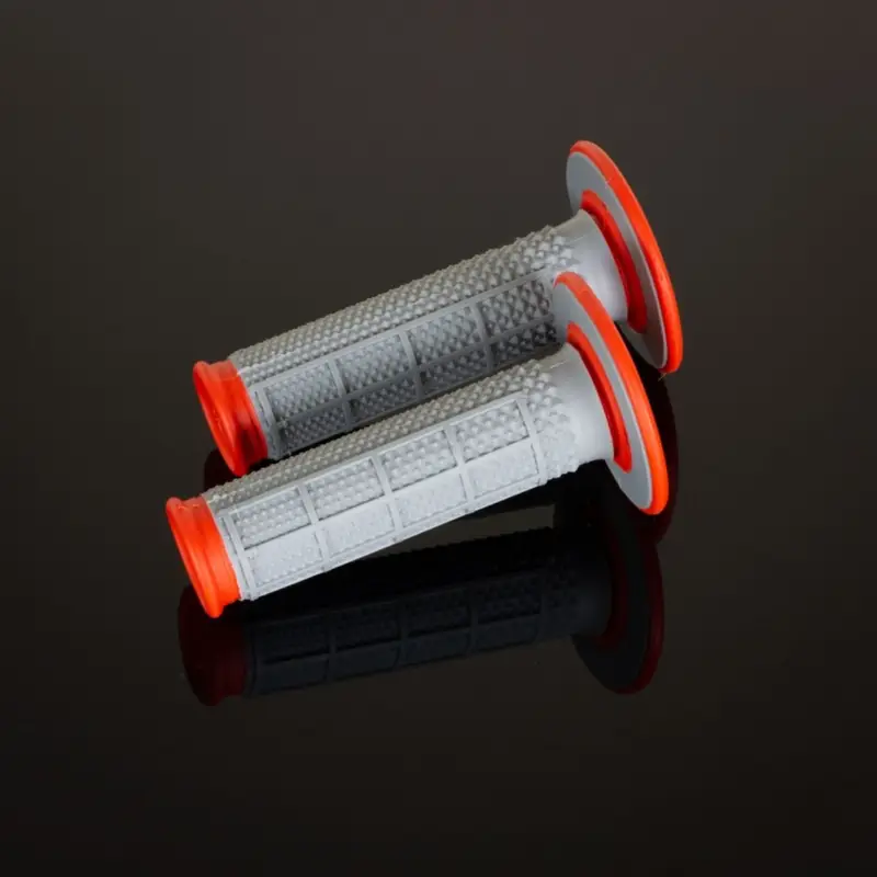 Cenový Hit RENTHAL gripy MX DUAL COMPOUND TAPERED HALF WAFFLE, dvousložkový, barva šedá/oranžová