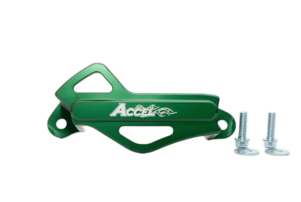 Výprodej ACCEL kryt brzdového třmenu (zadní) KAWASAKI KXF 250/450 06-16, hliníkový, barva zelená