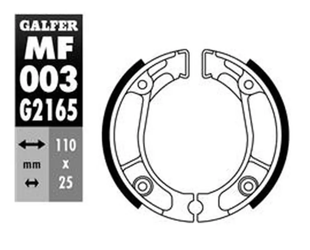 Značkový GALFER brzdové čelisti zadní SH304 HONDA CB 50 75-95, MBX 50/80 81-, NSR 50 88-93, XL 125 85-97, XL 200 83-, XR 125 03-, XR 600R 84-90