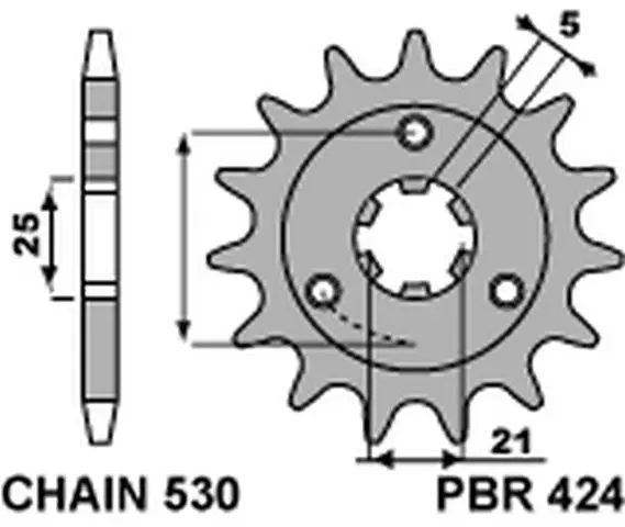 Autentický PBR řetězové kolečko přední 424 15 18NC SUZUKI GT 380/550 (750=+1) (MADE IN ITALY)