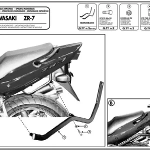 KAPPA zadní nosič kufru KAWASAKI ZR7 / ZR7S 750 (99-04) ( bez plotny ) Poslední Šance