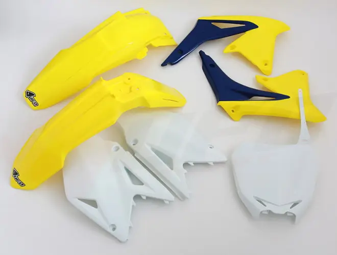 Akce UFO kompletní sada plastů SUZUKI RMZ 450 08-17 barva OEM (žlutá/bílá/světle modrá) (SU409E999)