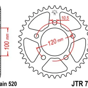 Víkendová Akce JT řetězové kolečko zadní 703 41 CAGIVA TAMANACO 125 '88-'91 (70341JT) - nahrazuje 70340JT (JTR698.40)